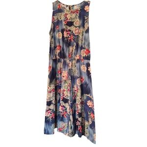 Vintage 90s Sleeveless Floral Dress Mid-length Boho City Hippy